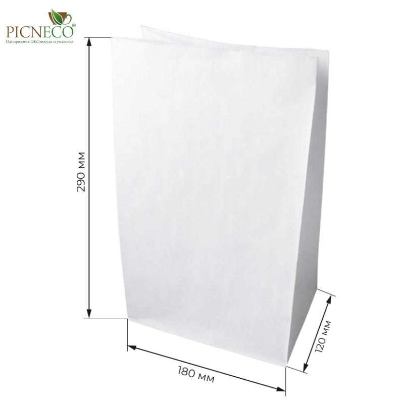 товар Бумажный пакет с прямоугольным дном, 180*120*290 мм, 65 г/м, белый BPD018